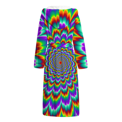 Psychedelic Expansion Optical Illusion Hooded Bathrobe