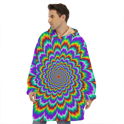 Psychedelic Expansion Optical Illusion Hoodie Blanket