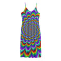 Psychedelic Expansion Optical Illusion Jersey Midi Cami Dress
