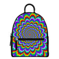 Psychedelic Expansion Optical Illusion Leather Backpack