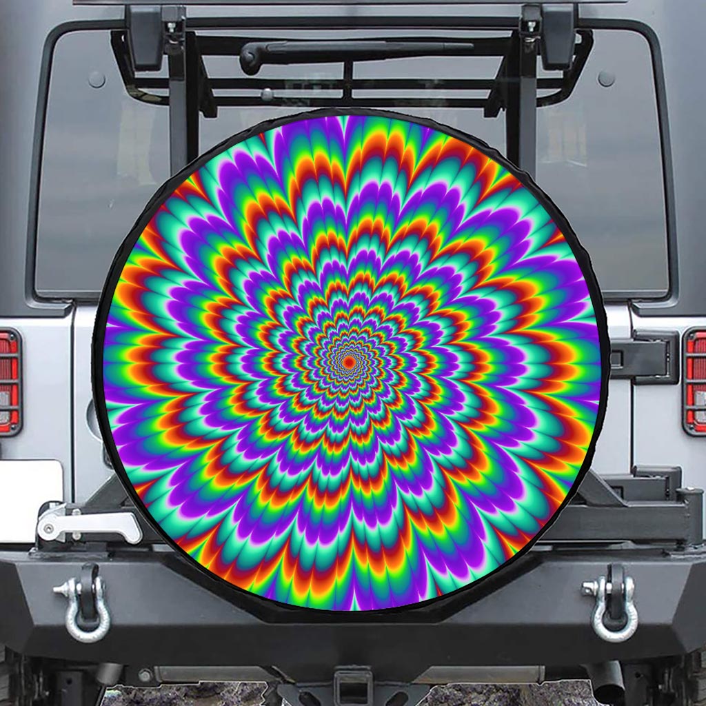 Psychedelic Expansion Optical Illusion Leather Spare Tire Cover