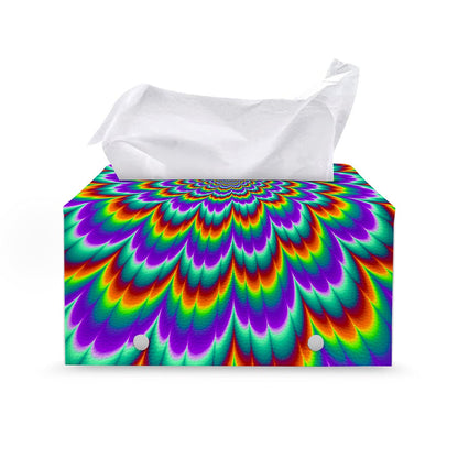 Psychedelic Expansion Optical Illusion Leather Tissue Box Cover