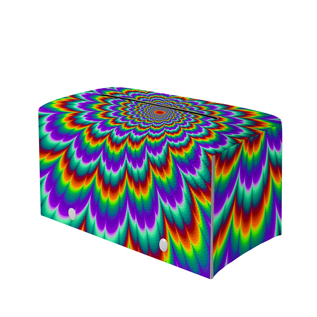 Psychedelic Expansion Optical Illusion Leather Tissue Box Cover