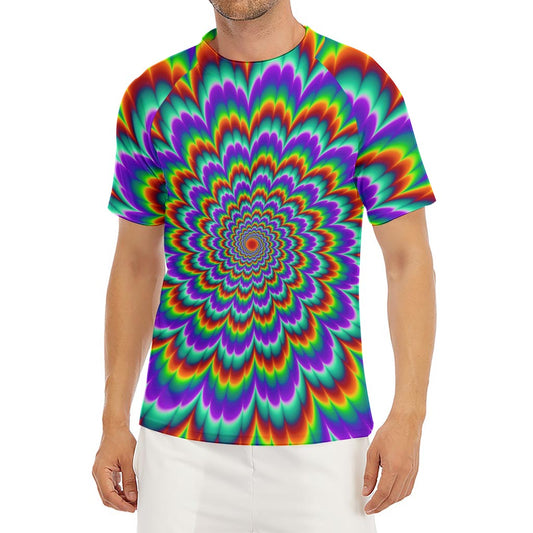 Psychedelic Expansion Optical Illusion Men's Short Sleeve Rash Guard