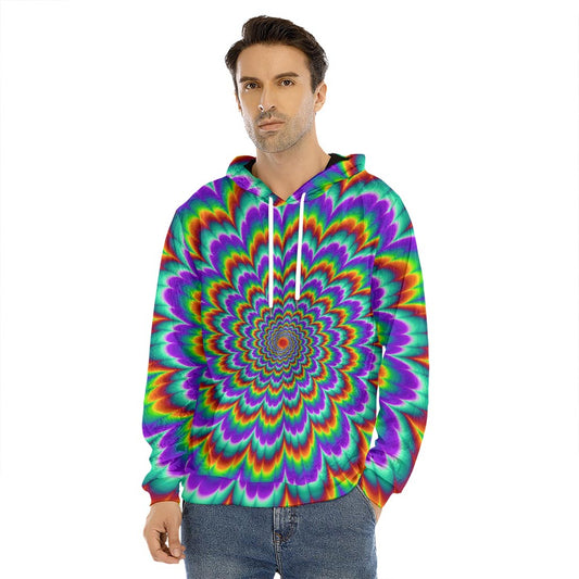 Psychedelic Expansion Optical Illusion Men's Velvet Pullover Hoodie