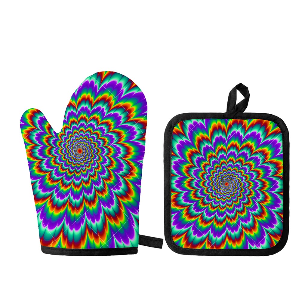 Psychedelic Expansion Optical Illusion Oven Mitt And Pot Holder Set