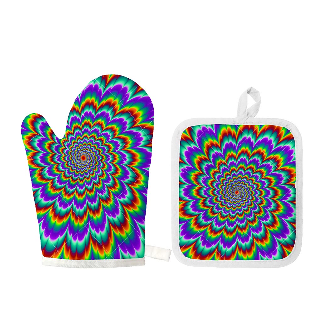 Psychedelic Expansion Optical Illusion Oven Mitt And Pot Holder Set