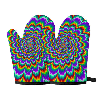Psychedelic Expansion Optical Illusion Oven Mitts