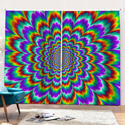 Psychedelic Expansion Optical Illusion Pencil Pleat Curtains