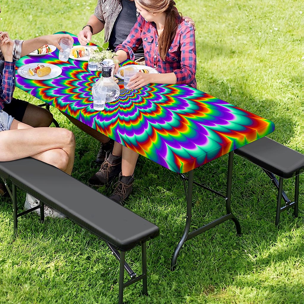 Psychedelic Expansion Optical Illusion Picnic Table Cover