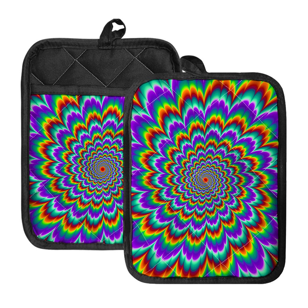 Psychedelic Expansion Optical Illusion Pot Holders With Pocket