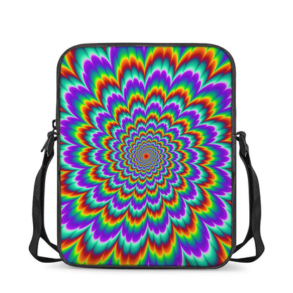 Psychedelic Expansion Optical Illusion Rectangular Crossbody Bag