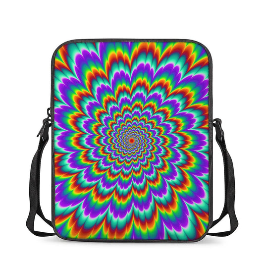 Psychedelic Expansion Optical Illusion Rectangular Crossbody Bag