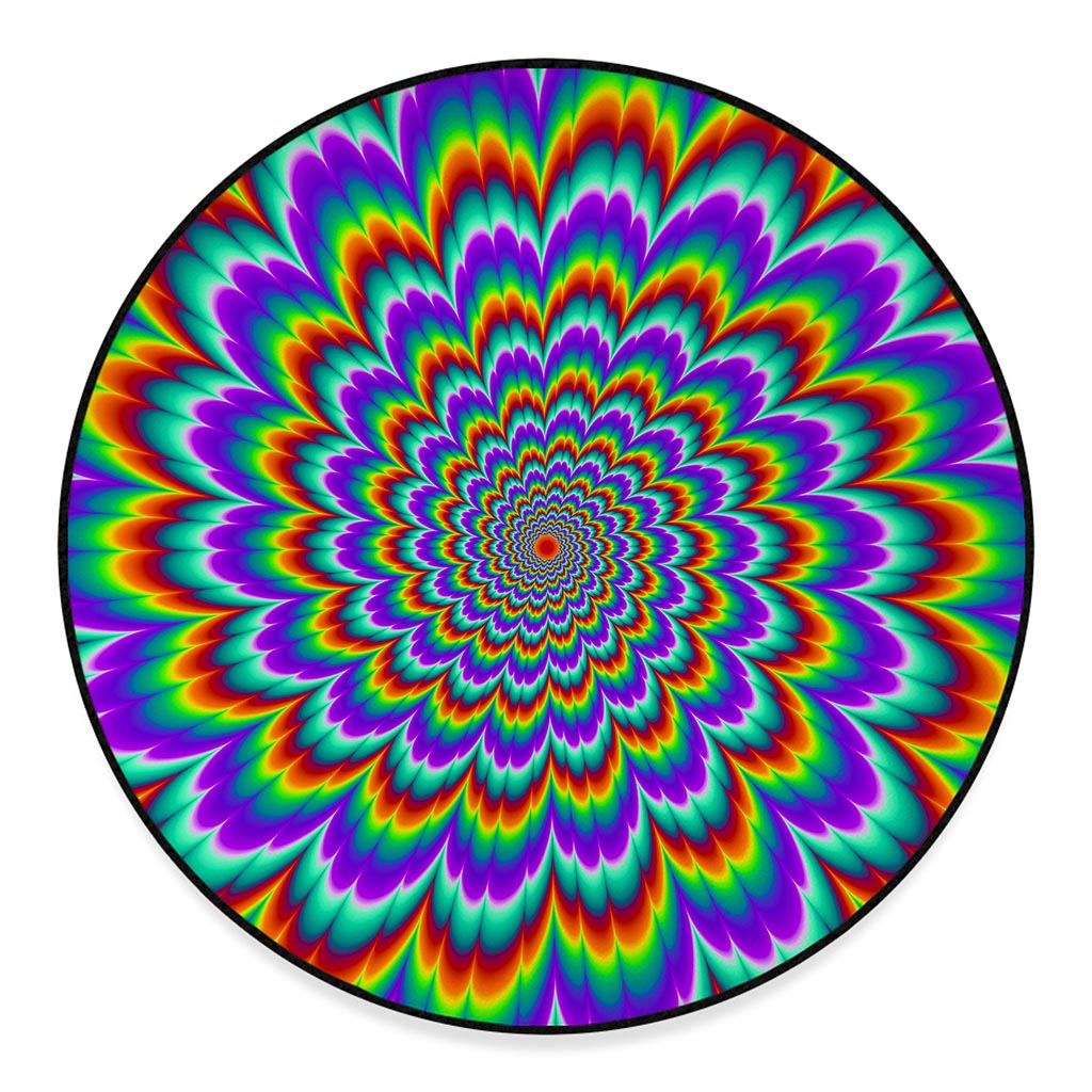 Psychedelic Expansion Optical Illusion Round Floor Mat