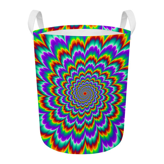 Psychedelic Expansion Optical Illusion Round Laundry Basket