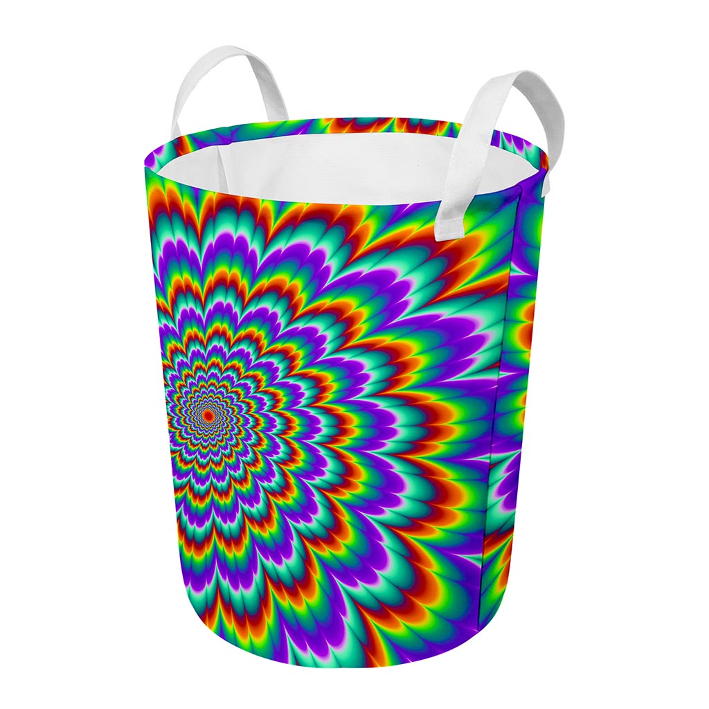 Psychedelic Expansion Optical Illusion Round Laundry Basket