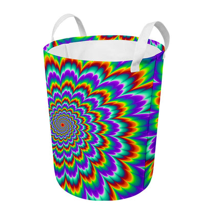 Psychedelic Expansion Optical Illusion Round Laundry Basket