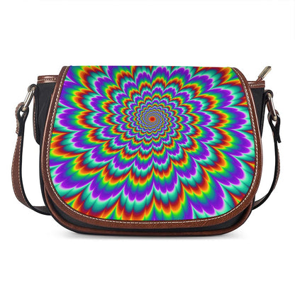 Psychedelic Expansion Optical Illusion Saddle Bag