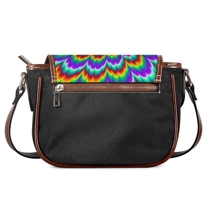 Psychedelic Expansion Optical Illusion Saddle Bag