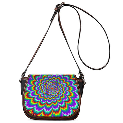 Psychedelic Expansion Optical Illusion Saddle Bag