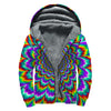 Psychedelic Expansion Optical Illusion Sherpa Lined Zip Up Hoodie