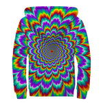 Psychedelic Expansion Optical Illusion Sherpa Lined Zip Up Hoodie