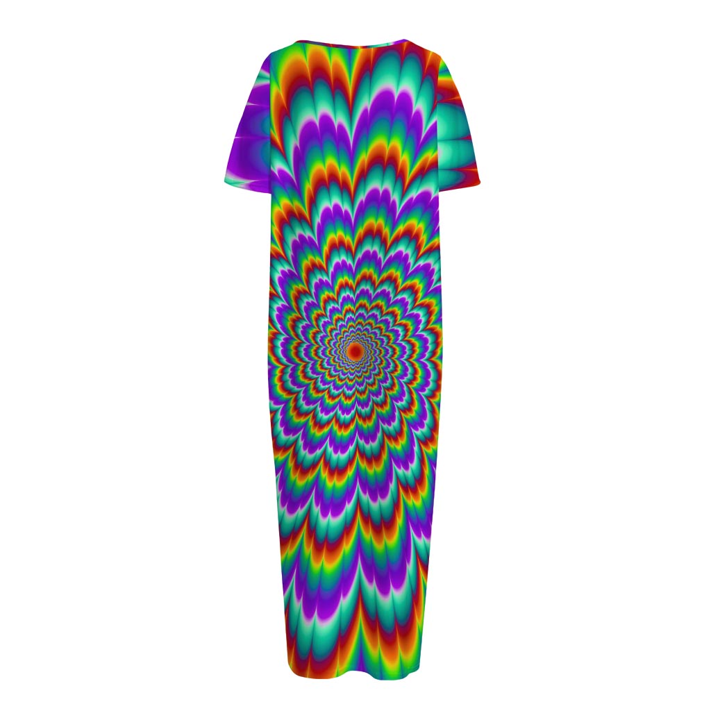 Psychedelic Expansion Optical Illusion Short Sleeve Long Nightdress