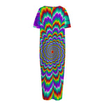 Psychedelic Expansion Optical Illusion Short Sleeve Long Nightdress