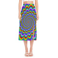 Psychedelic Expansion Optical Illusion Side Slit Midi Skirt