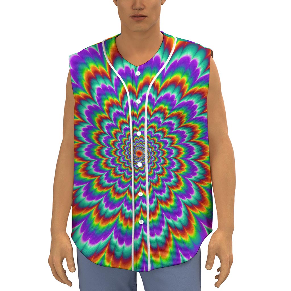 Psychedelic Expansion Optical Illusion Sleeveless Baseball Jersey