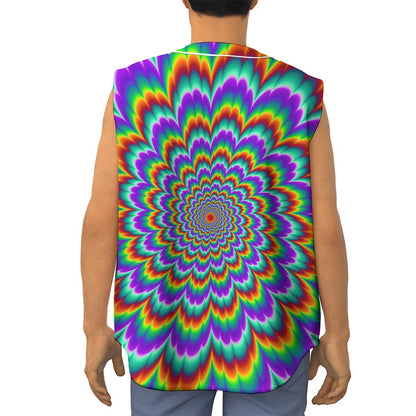 Psychedelic Expansion Optical Illusion Sleeveless Baseball Jersey
