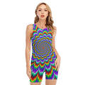 Psychedelic Expansion Optical Illusion Sleeveless One Piece Swimsuit