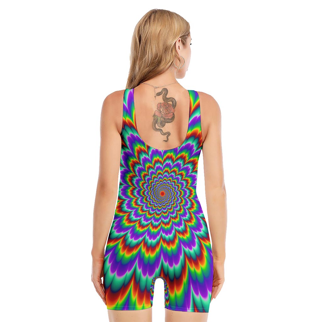 Psychedelic Expansion Optical Illusion Sleeveless One Piece Swimsuit