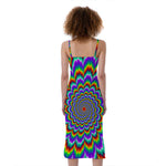 Psychedelic Expansion Optical Illusion Slim Fit Midi Cami Dress