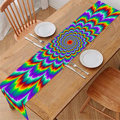 Psychedelic Expansion Optical Illusion Table Runner