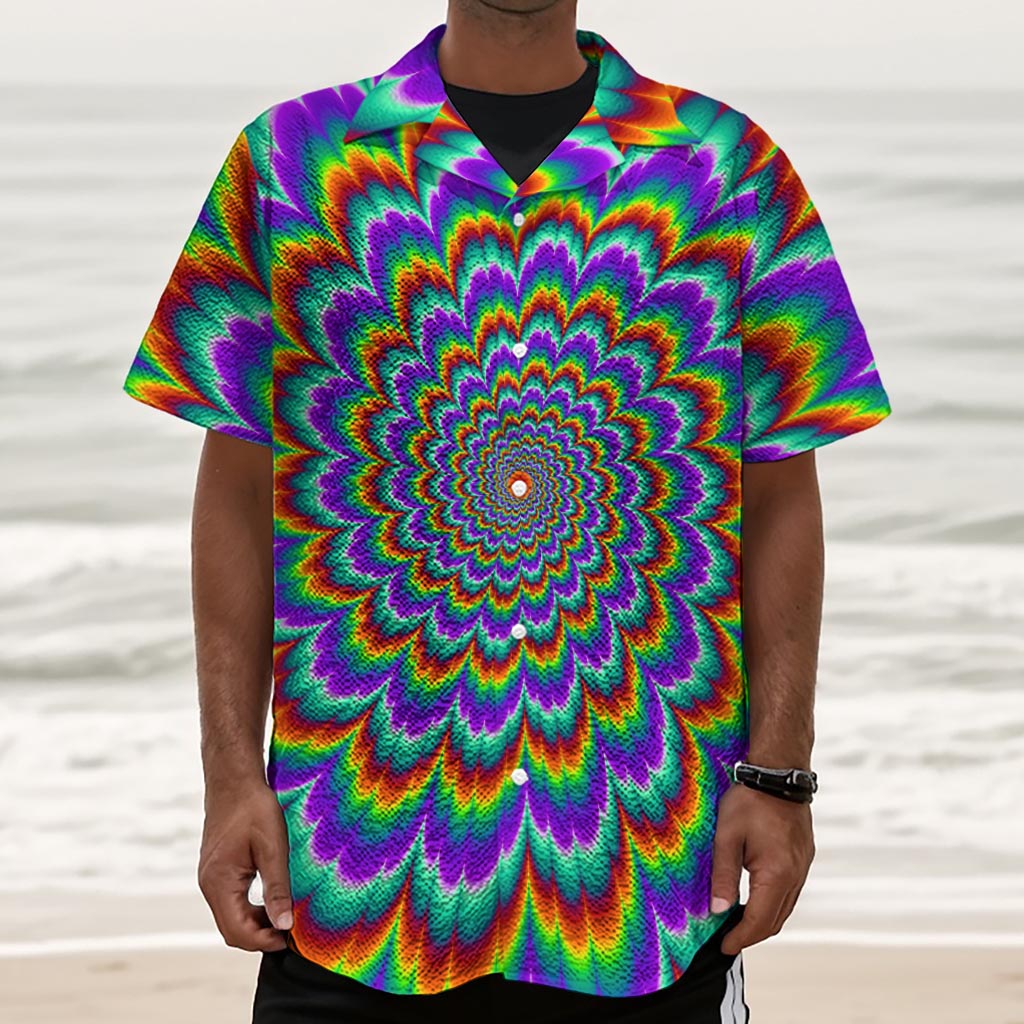 Psychedelic Expansion Optical Illusion Textured Short Sleeve Shirt