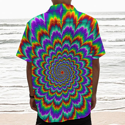 Psychedelic Expansion Optical Illusion Textured Short Sleeve Shirt
