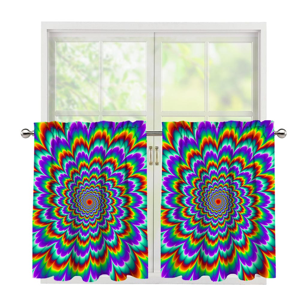Psychedelic Expansion Optical Illusion Tier Curtains