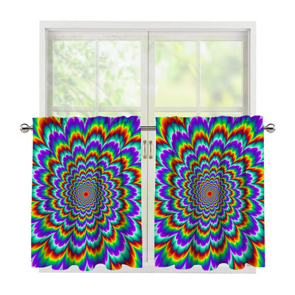Psychedelic Expansion Optical Illusion Tier Curtains