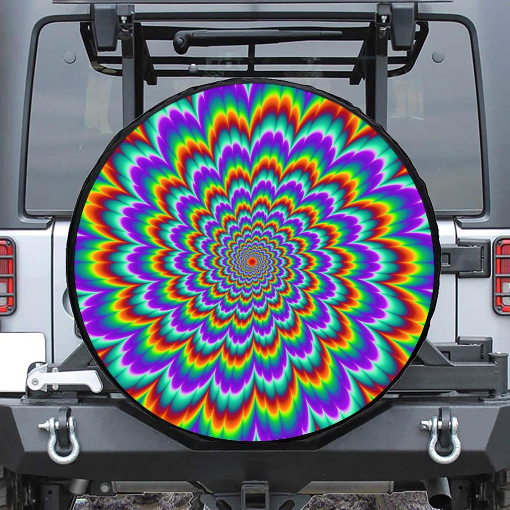 Psychedelic Expansion Optical Illusion Tire Cover