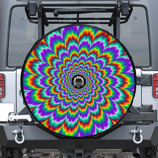Psychedelic Expansion Optical Illusion Tire Cover With Camera Hole