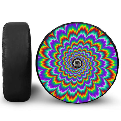 Psychedelic Expansion Optical Illusion Tire Cover With Camera Hole