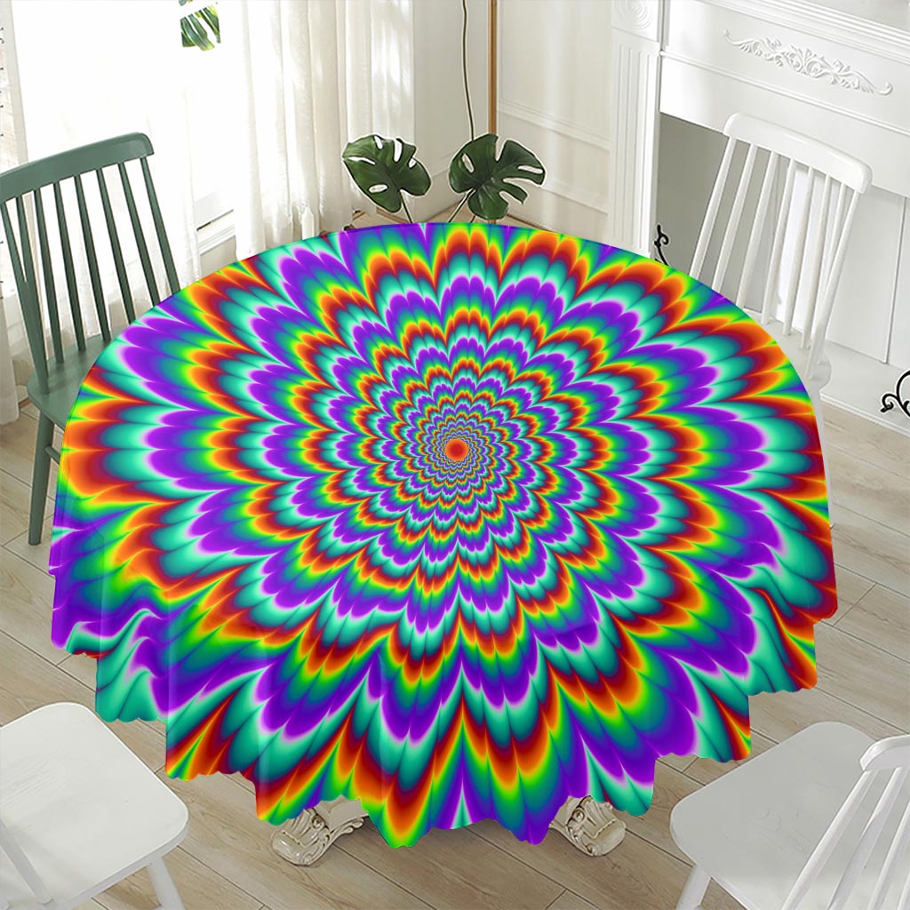 Psychedelic Expansion Optical Illusion Waterproof Round Tablecloth