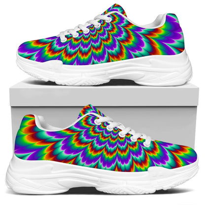 Psychedelic Expansion Optical Illusion White Chunky Shoes
