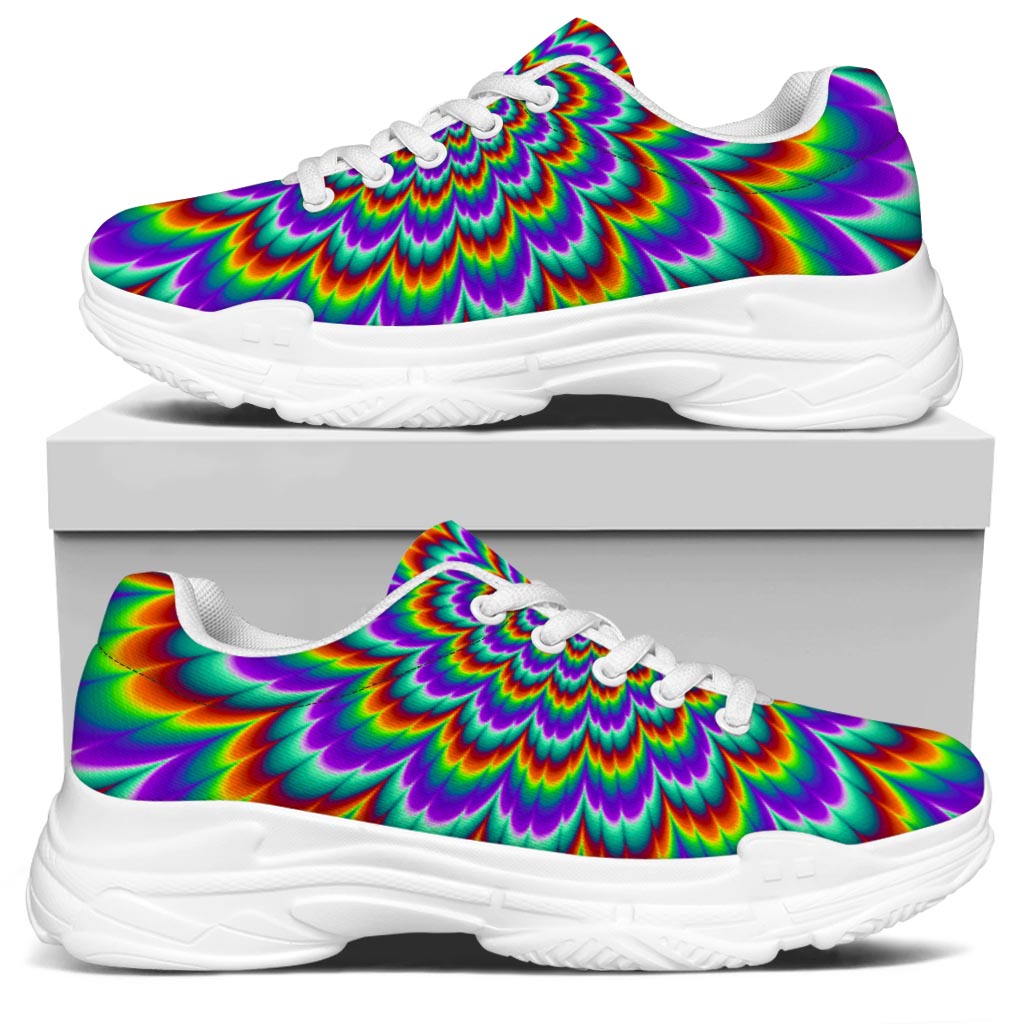 Psychedelic Expansion Optical Illusion White Chunky Shoes