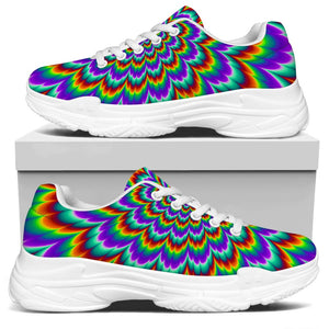 Psychedelic Expansion Optical Illusion White Chunky Shoes