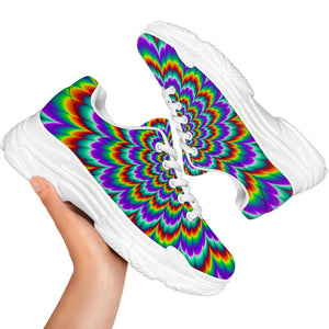 Psychedelic Expansion Optical Illusion White Chunky Shoes