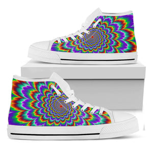 Psychedelic Expansion Optical Illusion White High Top Sneakers