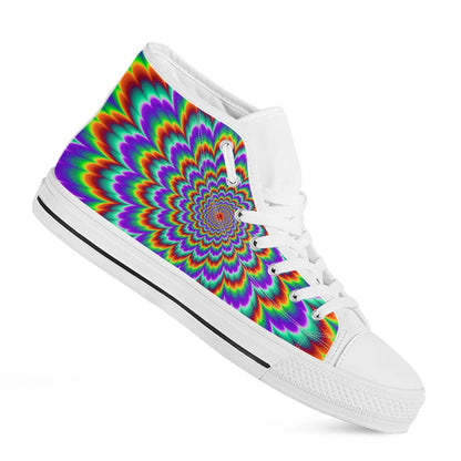 Psychedelic Expansion Optical Illusion White High Top Sneakers