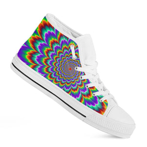 Psychedelic Expansion Optical Illusion White High Top Sneakers